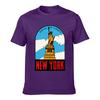 Statue Of Liberty New York Clouds Skyline Art Loose Vintage Distressed Washed Casual Tee