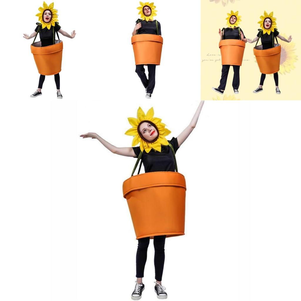 Whimsical Sunflower Pot Plant Dress For Cosplay And Dancing