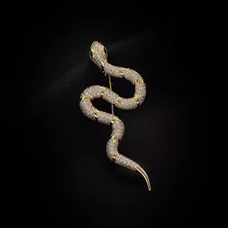 Snake-shaped Brooch, High-end Women's Light Luxury, Full Diamond, Niche Design Sense Animal Brooch