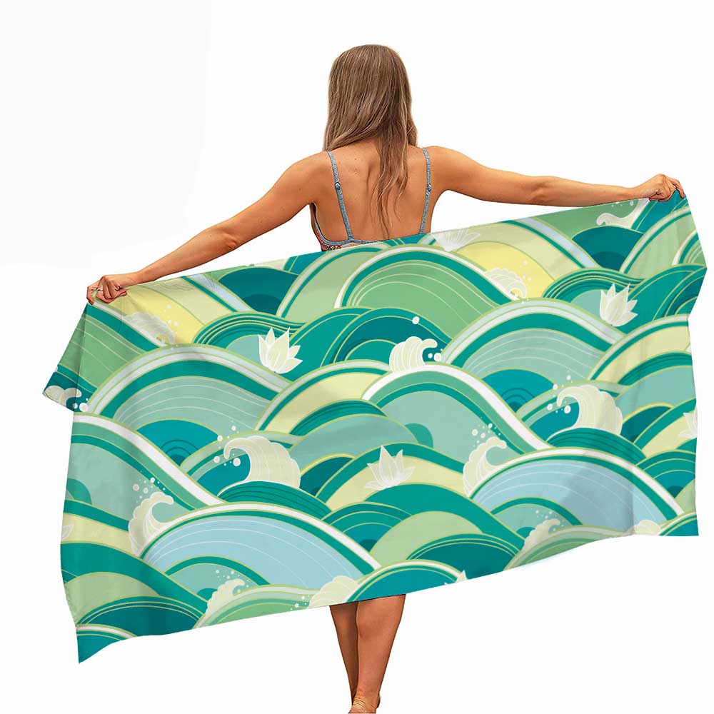 Colourful Japanese Style Waves Microfiber Beach Towel Portable Quick Fast Dry Sand Outdoor Travel Swim Yoga Mat Absorbent Towel