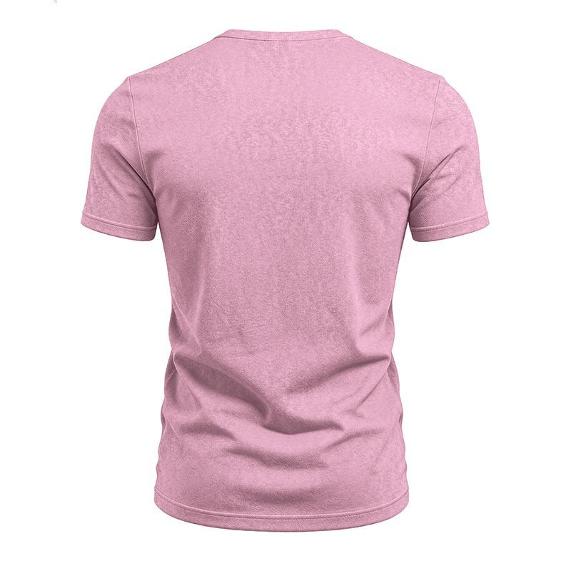 Men Casual Summer Loose V Neck Short Sleeve Solid T Shirt