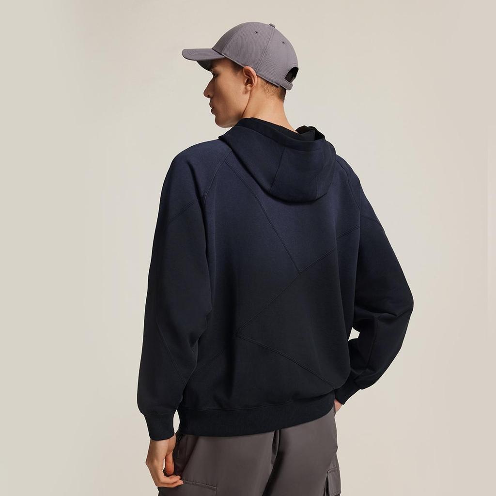 LI-NING Men's 2025 Fall Wade Series Color-Block Loose Hooded Sweatshirt Black AWDV255-1