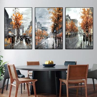Pintura en lienzo de calle de ciudad abstracta Vintage, póster de paisaje para sala de estar, dormitorio, decoración de pared del hogar, imagen artística sin marco