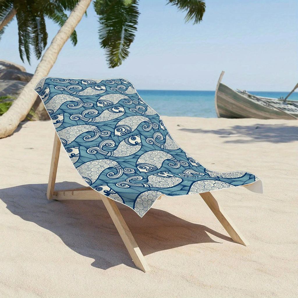 Fish Print Beach Towel, Quick Dry Super Absorbent Soft Lightweight for Beach Swimming Camping Travel Ideal Holiday Gift