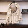Chic Plaid Slimming Plus Size Summer Three-Piece Suit for Women