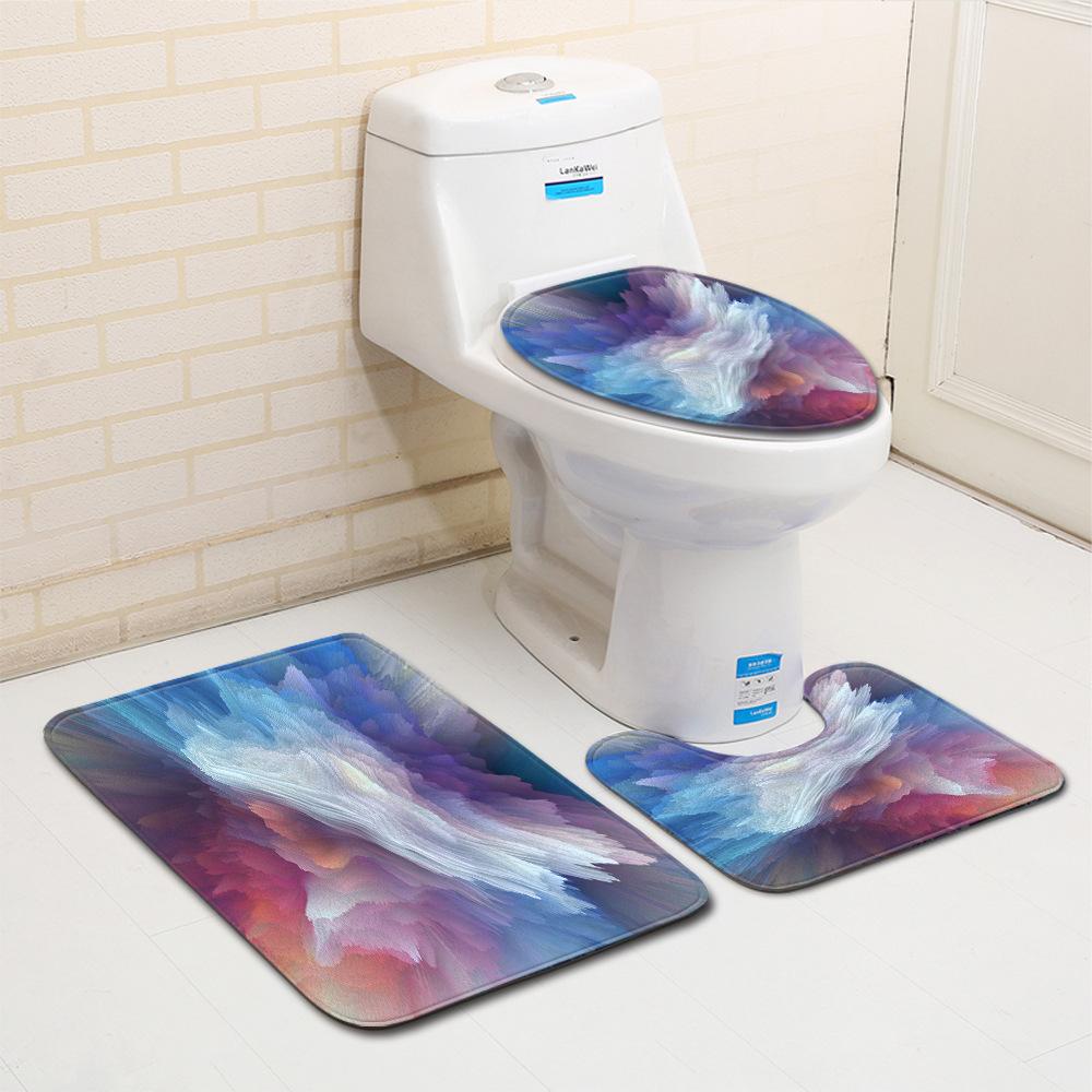 Fashion Painted Toilet Three-Piece Floor Mat Bathroom Door Mat Coffee Table Sand Carpet