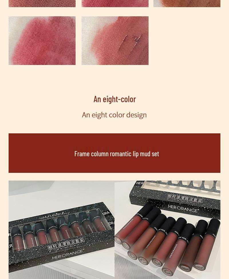 Frame Post Romantic Lip Mud Set - Soft Matte Velvet, Easy-Apply, Natural Whitening Lipstick