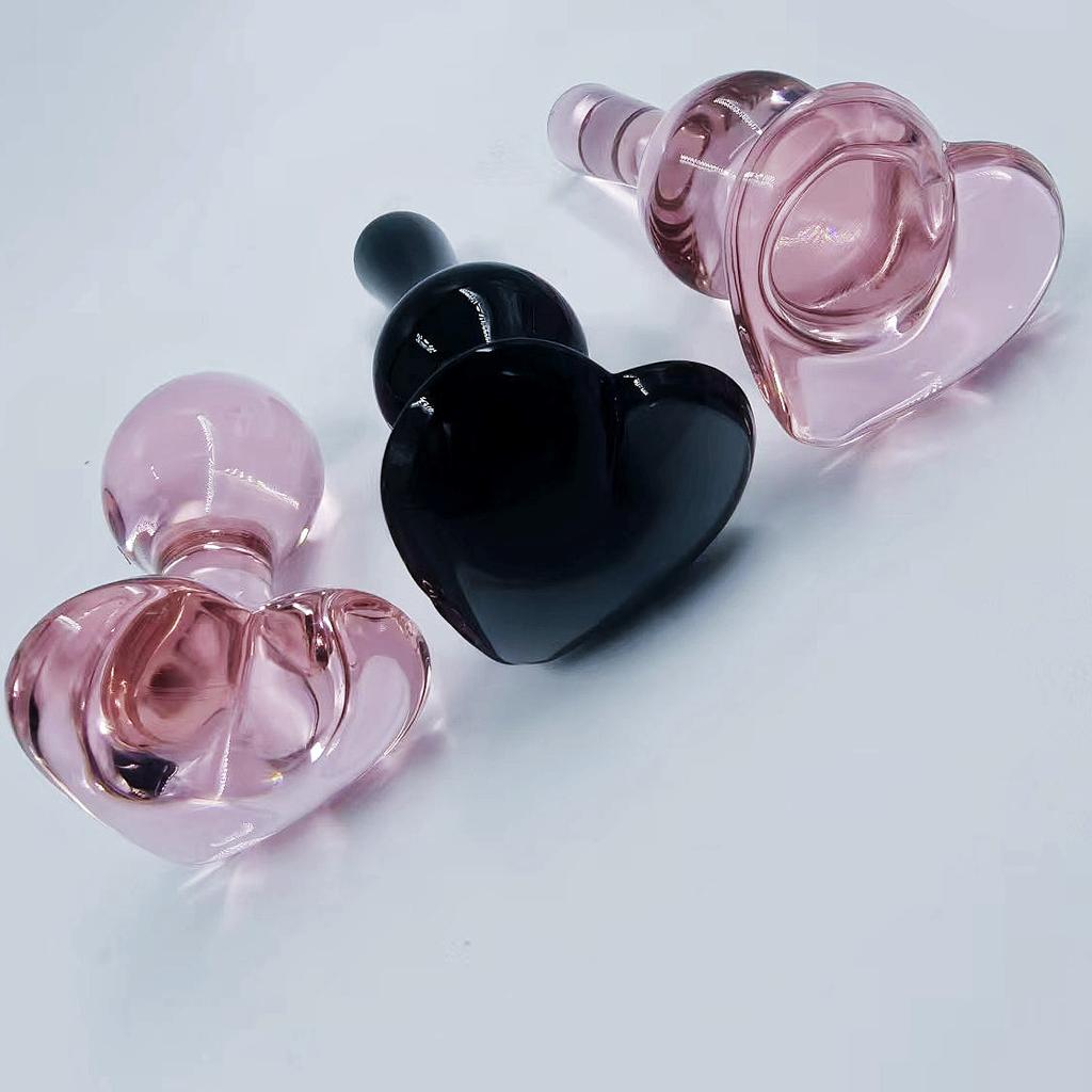 Glas Analplug Sexspielzeug für Frauen Rosa Herz Analstimulator Kristall Buttplug Frauen Männer Prostata Massage Vagina Analplug Kugeln