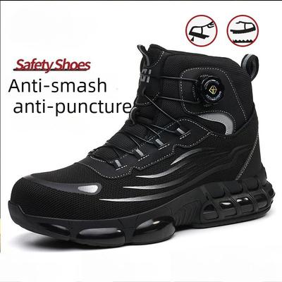 Nuevos Zapatos de Protección Laboral de Caña Alta con Botones Giratorios Antiaplastastamiento / Antipenetración Ligeros y Cómodos Zapatos de Seguridad para el Trabajo Zapatos con Puntera de Acero