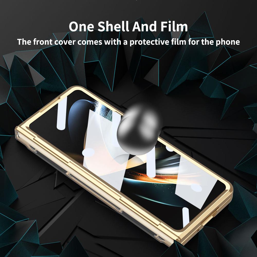 Transparent Hinge Protective Case For Samsung Galaxy Z Fold 7 6 5 4 3 Plated Lens Film With Screen Z Fold6 Fold7 Protector Cover