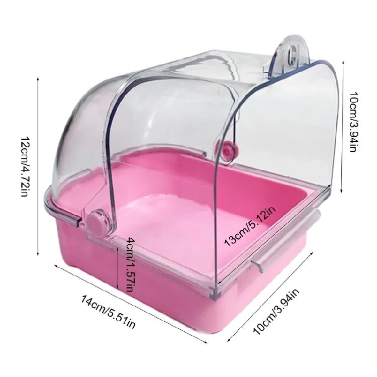 Bird Cage Mounted Shower Room Antisplashing Hangable Bathing Tub for Parakeets