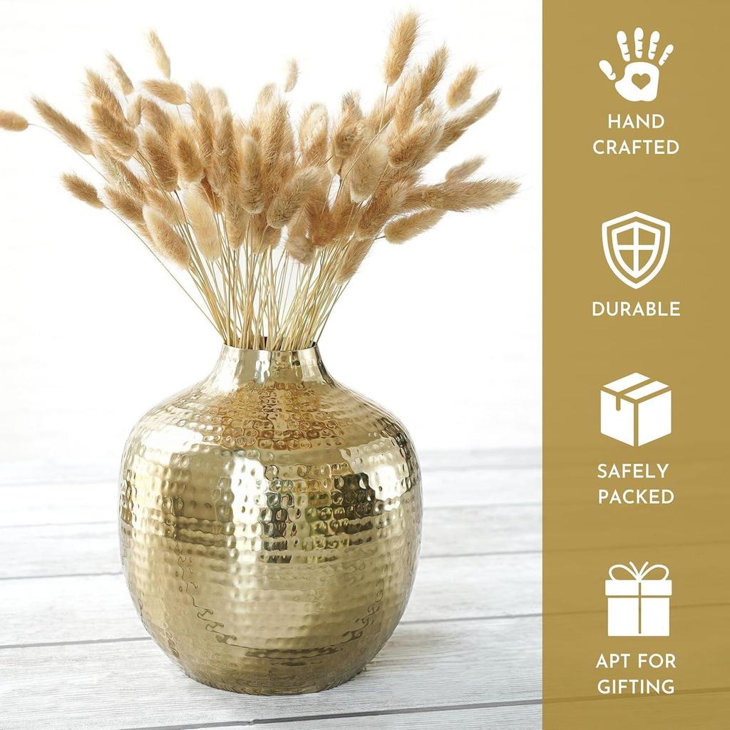 Metal Hammered Bud Round Shape Vase for Home Decor Decoratives for Indoor Outdoor Living Room Balcony | Best Gift