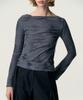 Kimjisu Distressed Cowl Neck T-Shirt_Blue