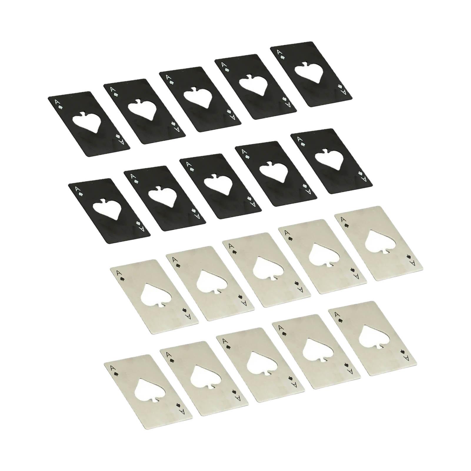 

20 Pcs Poker Card Bottle Opener Beer Openers Stainless Steel Black Silver Cup Mat for Wallet Gifts