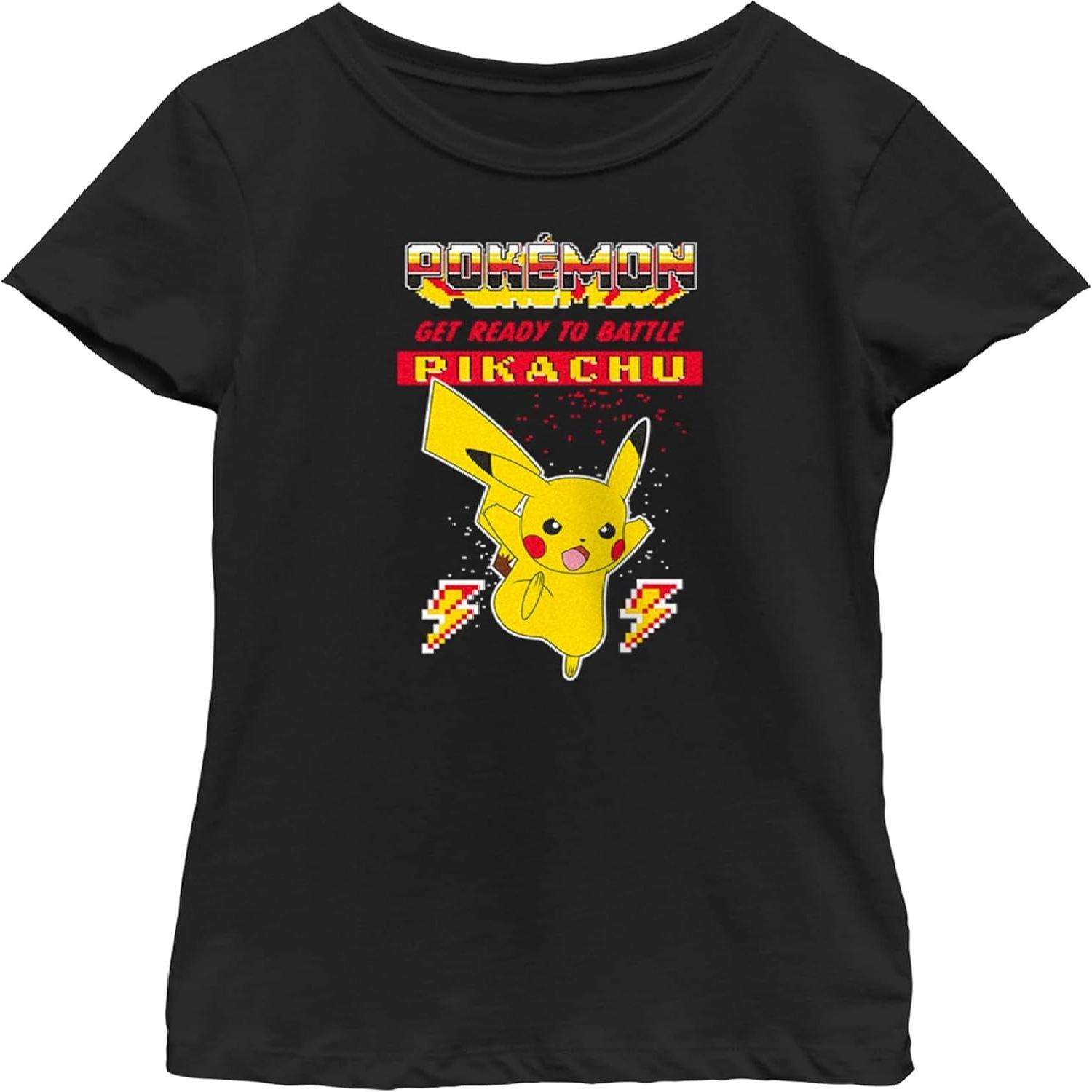 Покемон Покемон Пикачу Битва Девочки Футболка с коротким рукавом S