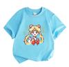 Kids Boys Girls 100% Cotton Crew Neck Short Sleeve T-Shirt, Cute Sparkly Anime Girl Print Casual Comfortable Soft Tee for Daily Wear Holiday Gift for