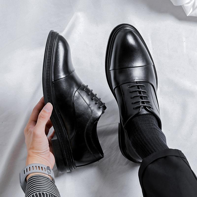 Men'S British Business Dress Leather Shoes Men'S Pointed Head Lace-Up Fashion Men'S Single Shoes 19981-R