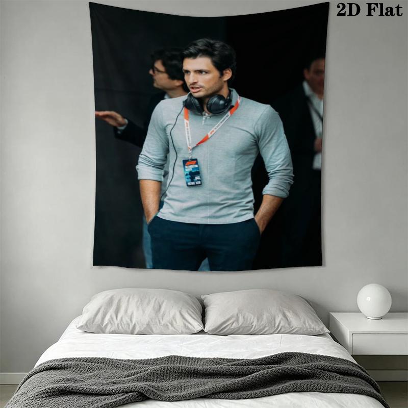 Carlos Sainz Wall Tapestry Aesthetic Wall Hanging Printed Fabric Blanket Decorative Tapestries for Bedroom Living Room Home Decor