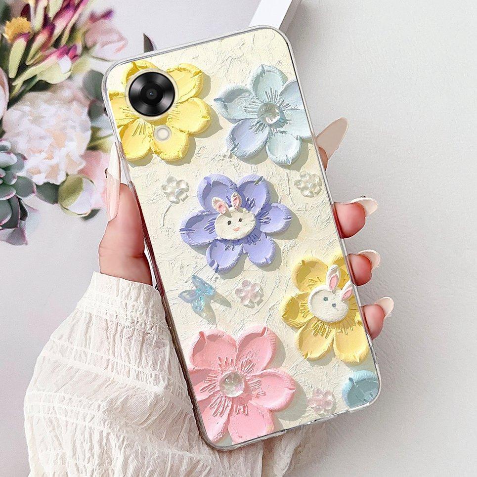 Case For Oppo A17k A17 4G Back Cover Oppo CPH2471 CPH2477 Colorful Butterfly Flower Painting Phone Cases Transparent Soft TPU
