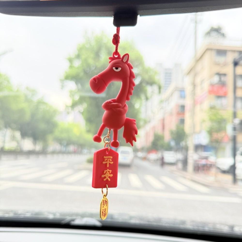 Traditional Chinese New Year Decoration Zodiac Pony Figurine Car Ornament  Festive Decor