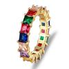 Nidin  Thin Baguette Rainbow CZ Ring For Women Girls Fashion Engagement Wedding Band Top Quality Charm Finger Jewelry