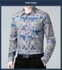 Spring & Autumn Men's Plus Size Printed Cotton Linen Shirt - Business Casual, Long Sleeve.