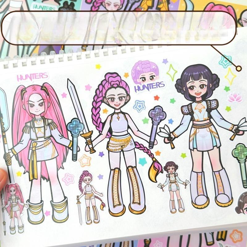 Huntri/x Demœ Hunters Stickers DIY Dress Up Art Craft Kits Dress Up Sticker Books Clothes Changing Book Birthday Christmas Gift