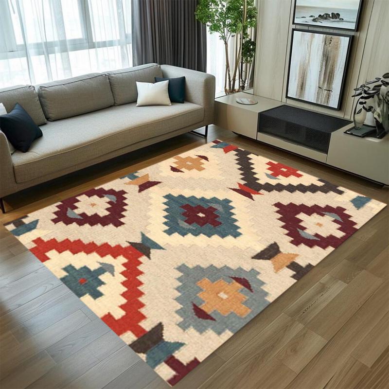 Bohemian Tribal Paski Prostokątny Dywan Geometryczny Wzór Kilim Dekoracja Domu Mata Nieślizgający Dywanik Podłogowy Dywanik do Salonu Zmywalny