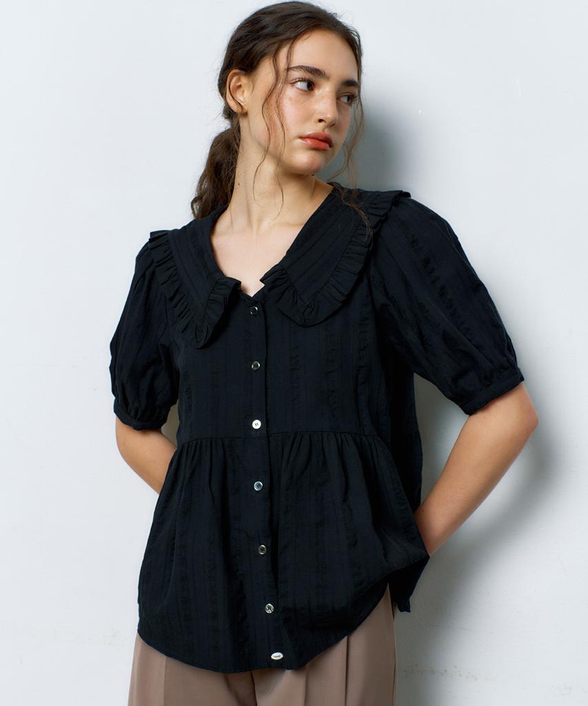MANAVIS7 Eileen Natural Blouse [Black]
