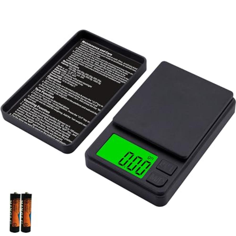 

Digital Pocket Scale 1000g x 0.01g Weigh Gram Scale Mini Scale with Backlit LCD 7 Units Tare Battery Included Black for Kitchen United States