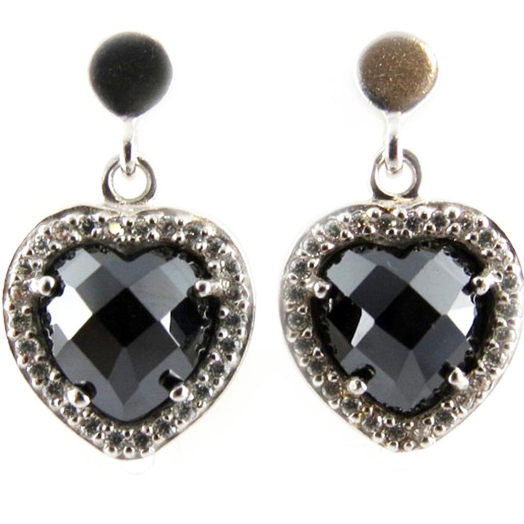 Les Trésors De Lily [F6444] - Silver Earrings 'Love Divine' Black