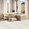 13-piece Garden Sofa Set with Beige Cushions Poly Rattan Acacia, Garden Dining Set 3 3361536