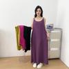 Dámské bavlněné a hedvábné volné letní šaty plus size: Jednobarevné viskózové pyžamo, zeštíhlující domácí oblečení a svrchní oděv šatová sukně na ramínka.