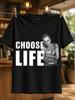 Kies Leven Oversized Typografie Met Monochroom Opstandig Mannelijk Portret Minimalistisch Gritty Cult Unisex Alle T-shirts
