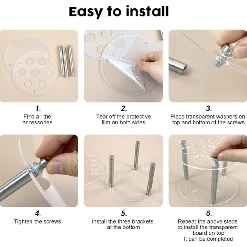Clear Acrylic Round 7 Slot Organizers For Flavor Cartridges Space Saving Storage Solution