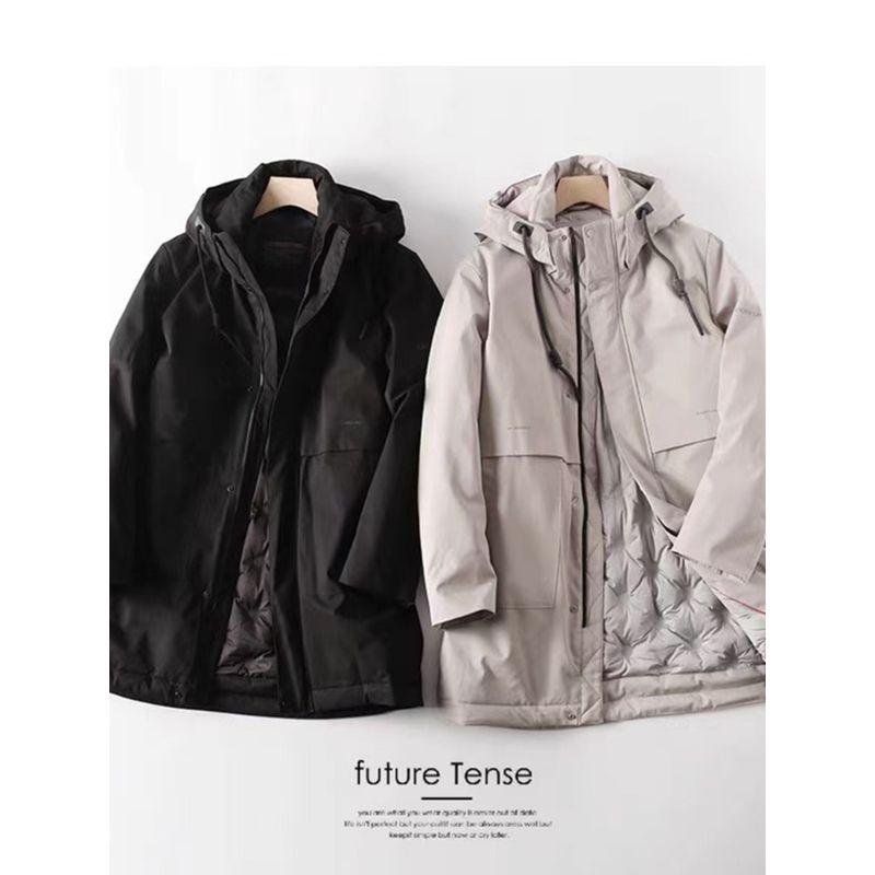 Outdoor Mid-Length Parka down Jacket for Men, Winter Hooded Warm Cotton Coat, Windbreaker, Foreign Trade Men's Cotton Clothing Jacket