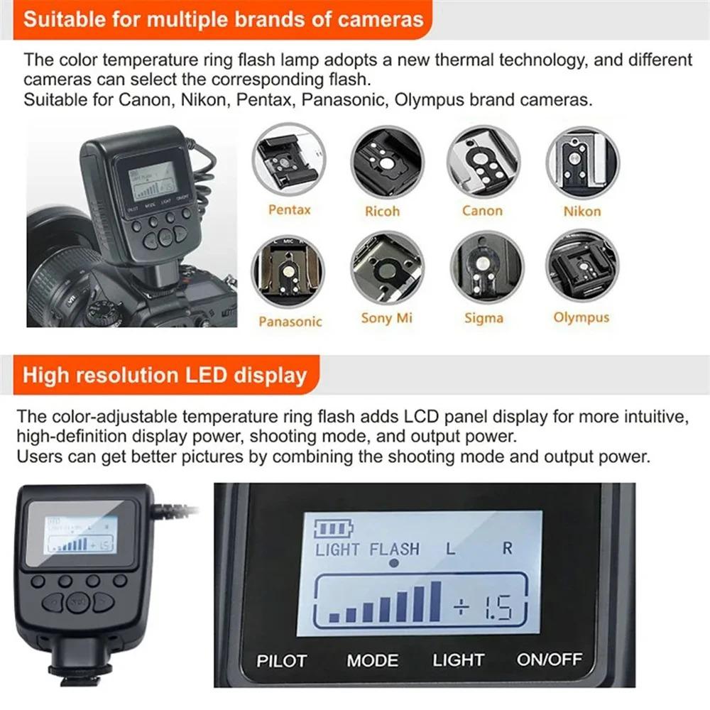 Macro Ring Flash Led With Leds For Canon Nikon Dslr, Continuous Lighting For Macro Product Jewelry Photography, Studio Shooting