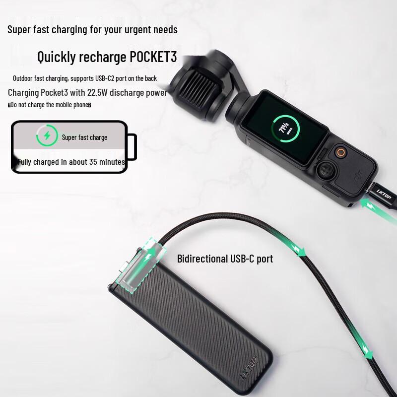 LKTOP Extended Battery Handle for DJI Pocket 3
