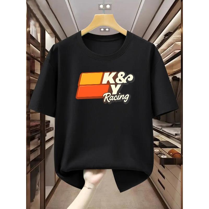European sizes Men'S Short Sleeve T-Shirt K&Y Racing Print Trendy Tee Comfortable Casual Short-Sleeved T-Shirt for Summer