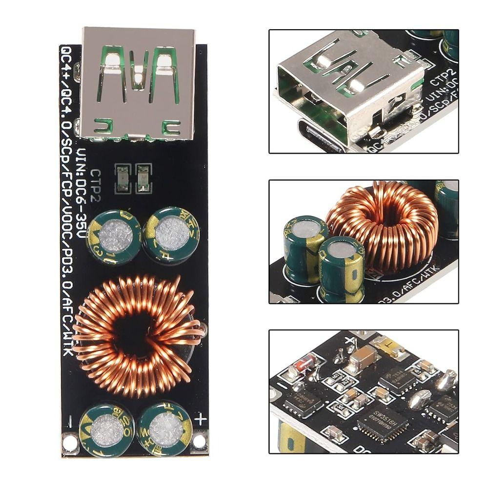 60W 6-35V Fast Charging Module USB Type C Quick Charge Adapter Step-Down Power Module Mobile Phone