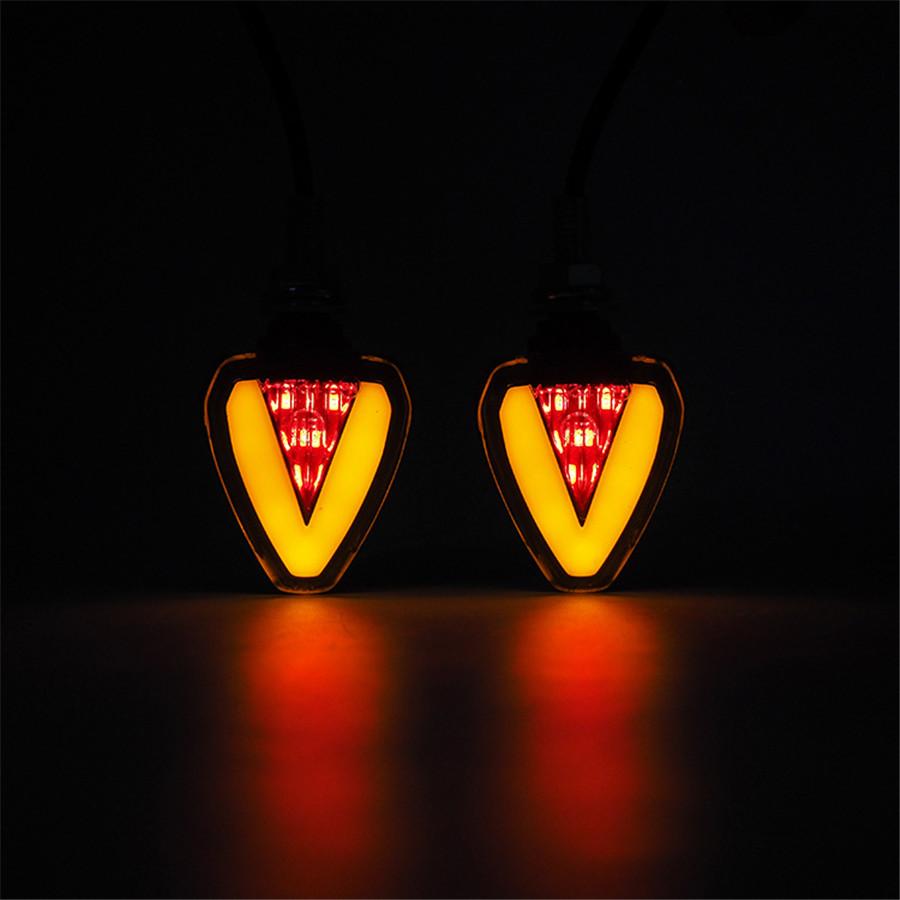2x 12V Scooter Moped Motorcycle LED Turn Signal Light Indicator W/ Red Stop Lamp