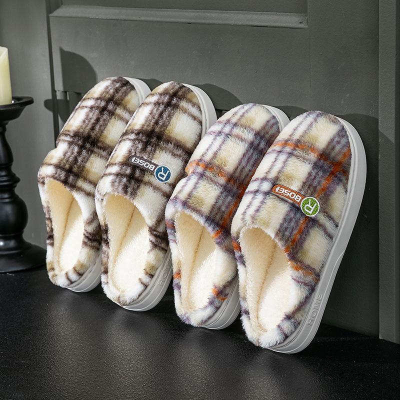 Autumn and Winter Cotton Slippers Warm Home Indoor Couple Thickened Plush Slippers