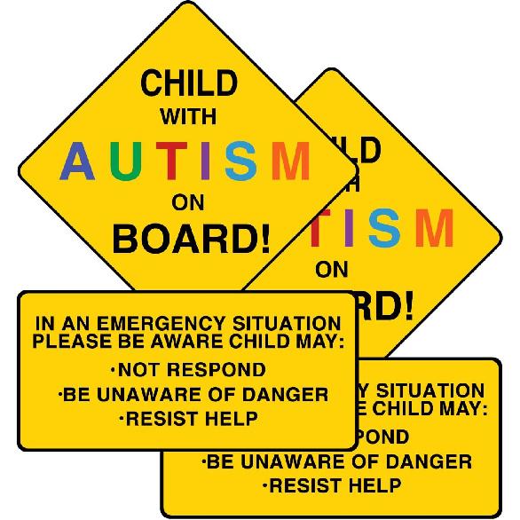 2 Pack Child with Autism On Board Magnets, Autism Awareness Car Decal for Car Truck SUV Van Window Bumper Reusable and Strong Magnetic Signs with