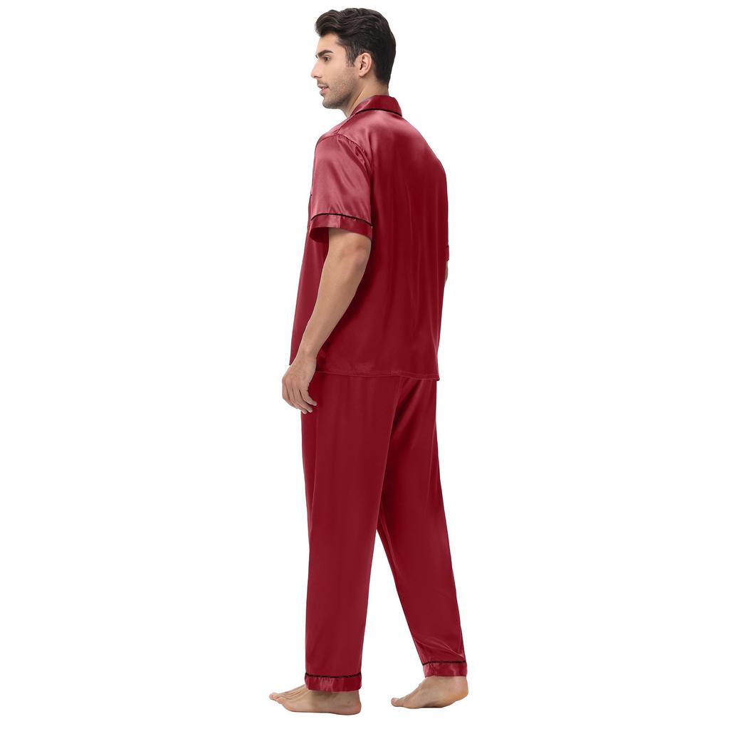 Large Men's Short Sleeved Shorts Satin Summer Casual Home Wear Pajama Set