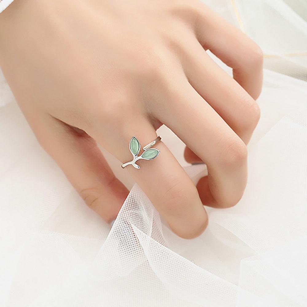 925 Silver Foliage Adjustable Rings For Women Girls Wedding Ring Luxury Jewelry Accessories