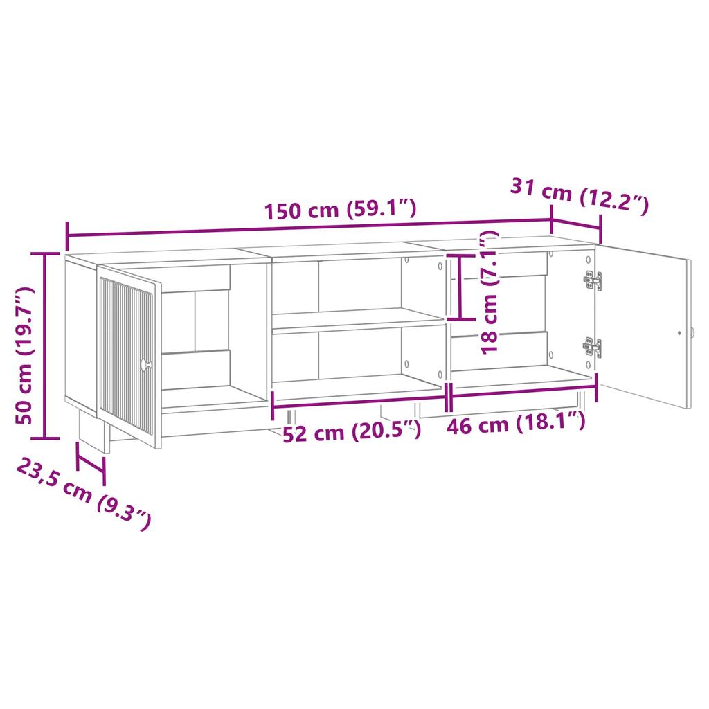 TV Stand Smoked Oak 150 x 31 x 50 cm Engineered Wood