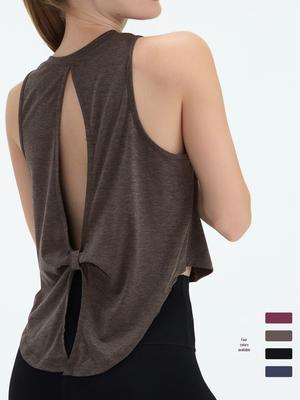 Gilet Sportivo da Esterno Transfrontaliero da Donna: Top Fitness Yoga a coda di rondine morbido