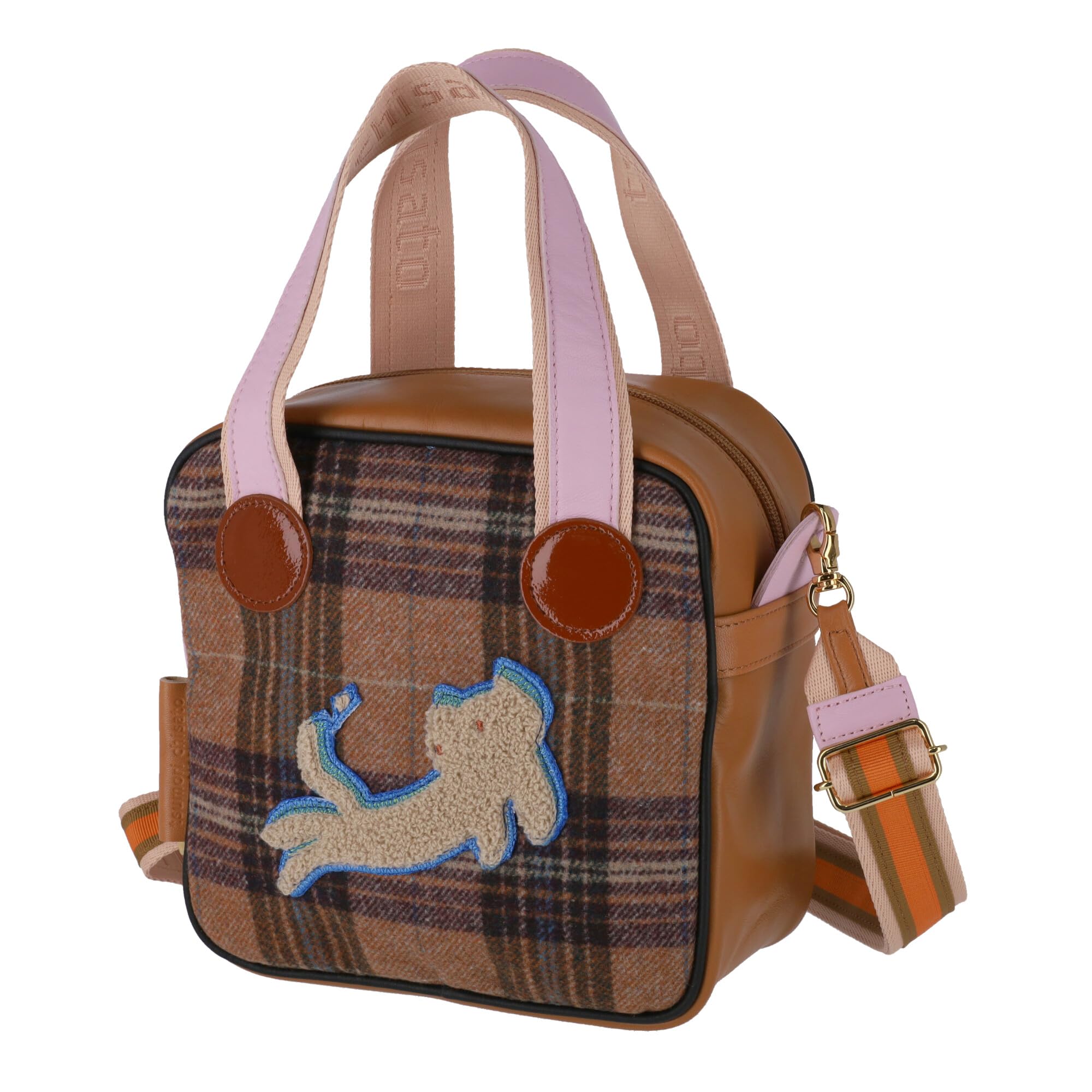 Tsumori Chisato Women s 2-Way Shoulder BagHandbag in a Sparkly Cat Wool Check Design