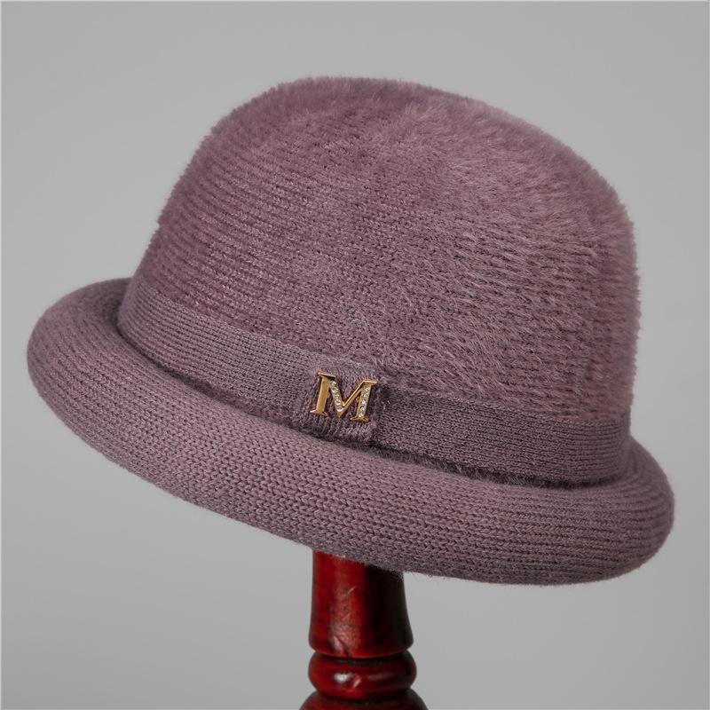 Hut Damen Winter Fischerhut Oma Kaschmir Warm Gestrickter Zylinder Mittleres Alter Ältere Mutter Mode Wolltopf Hut