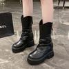 New 9cm Platform Increase Women Ankle Boots Fashion Back Zippers Shoes Autumn Winter Thick Heel Non Slip Ladies Short Booties